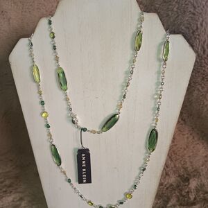 Anne Klein Green and Yellow Beaded Necklace